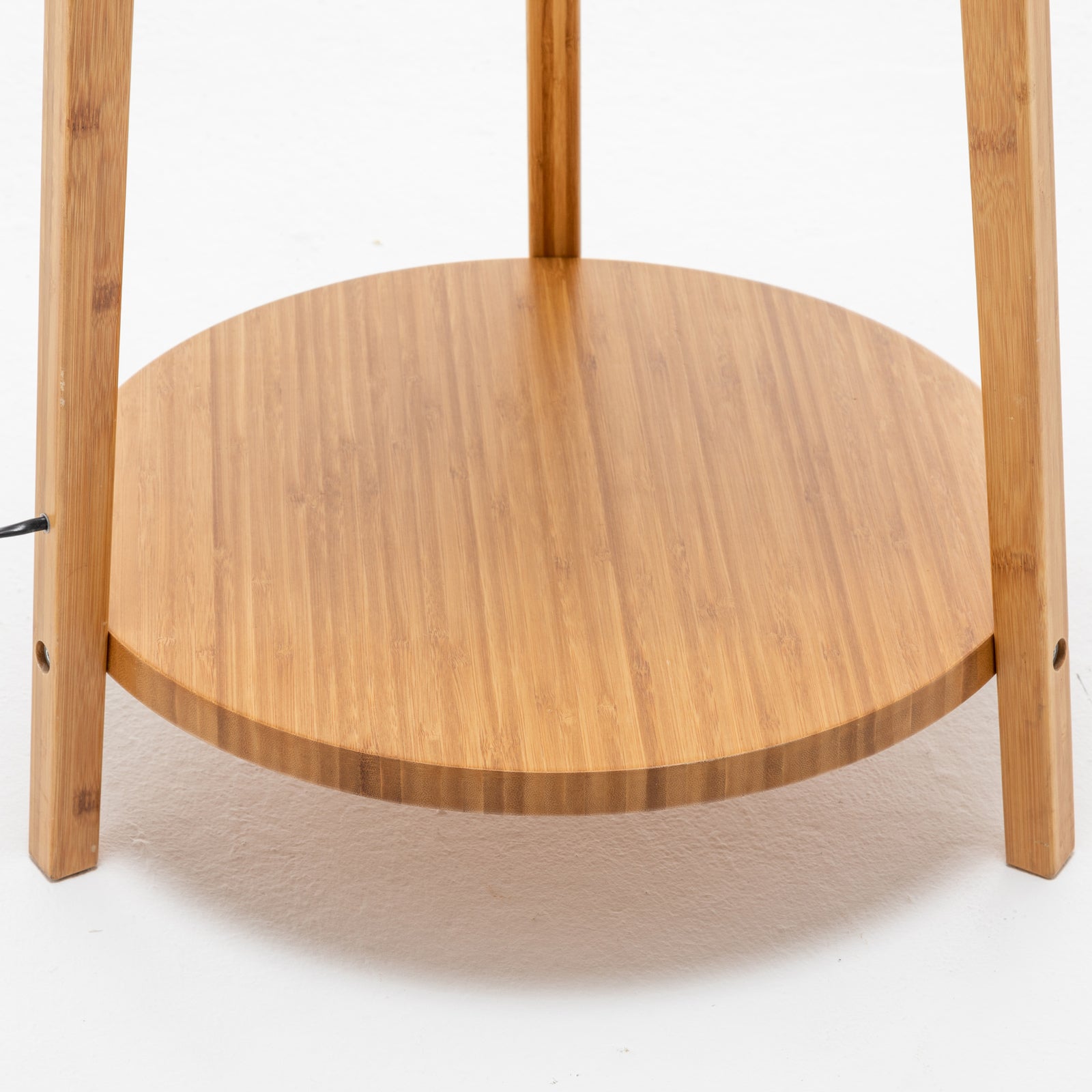 Large Bamboo Tripod Floor Lamp with Shelves