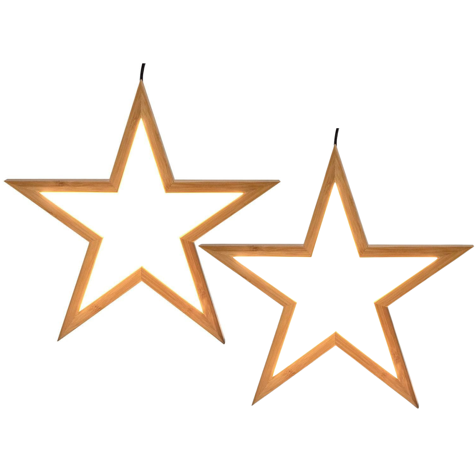 Large Bamboo Star LED Hanging Lamp Set