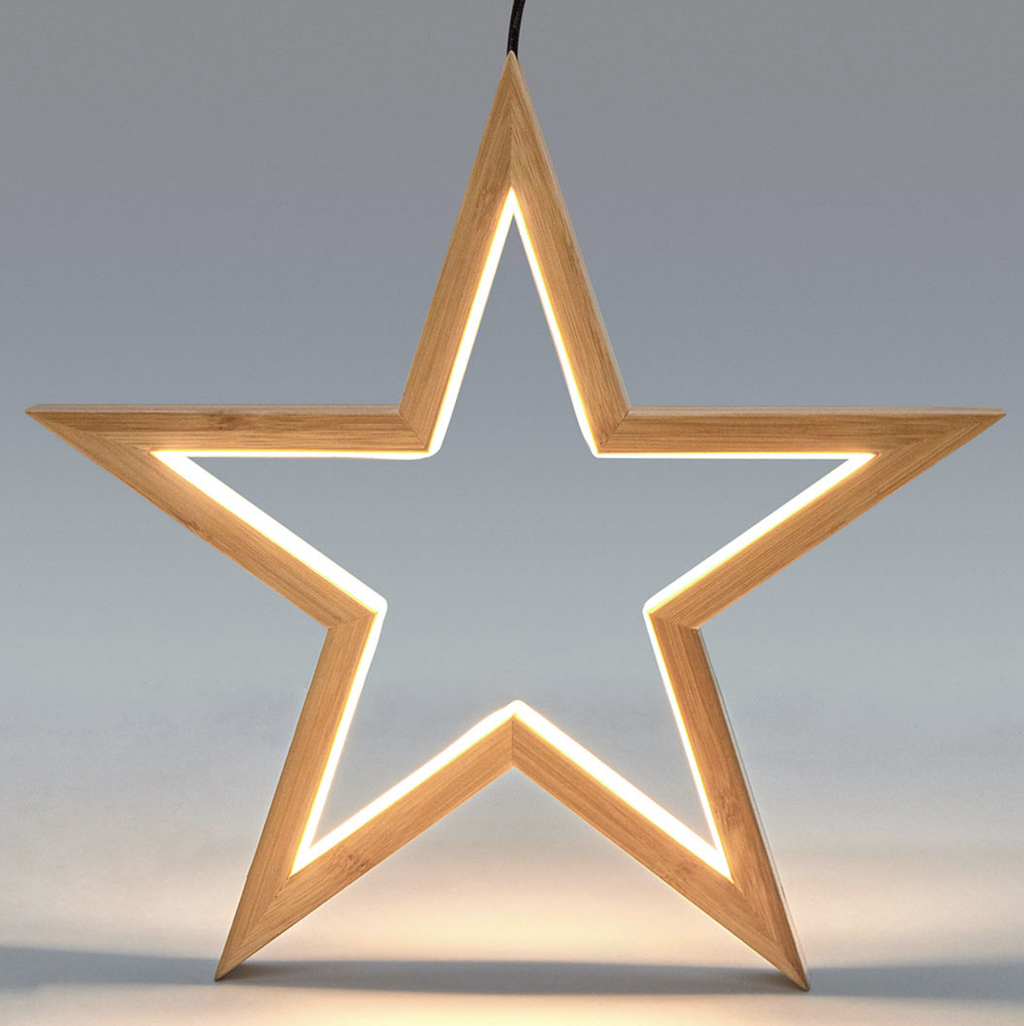 Large Bamboo Star LED Hanging Lamp Set
