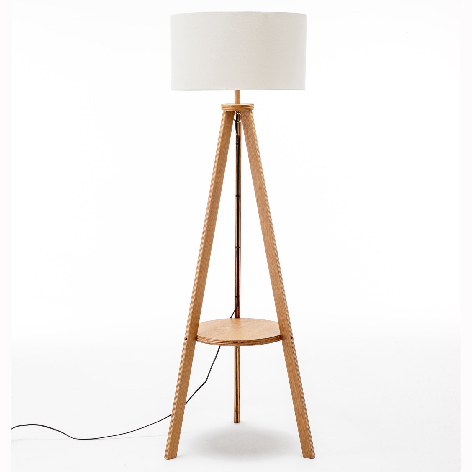 Natural Tripod Floor Lamp with Shelf