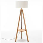 Natural Tripod Floor Lamp with Shelf