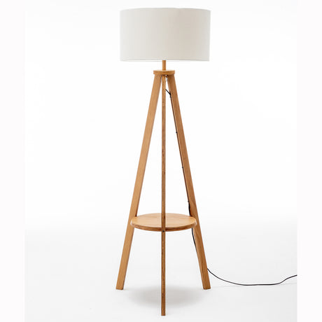 Natural Tripod Floor Lamp with Shelf