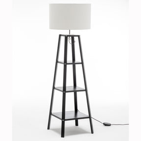 Elegant 3-Tier Natural Wood Floor Lamp