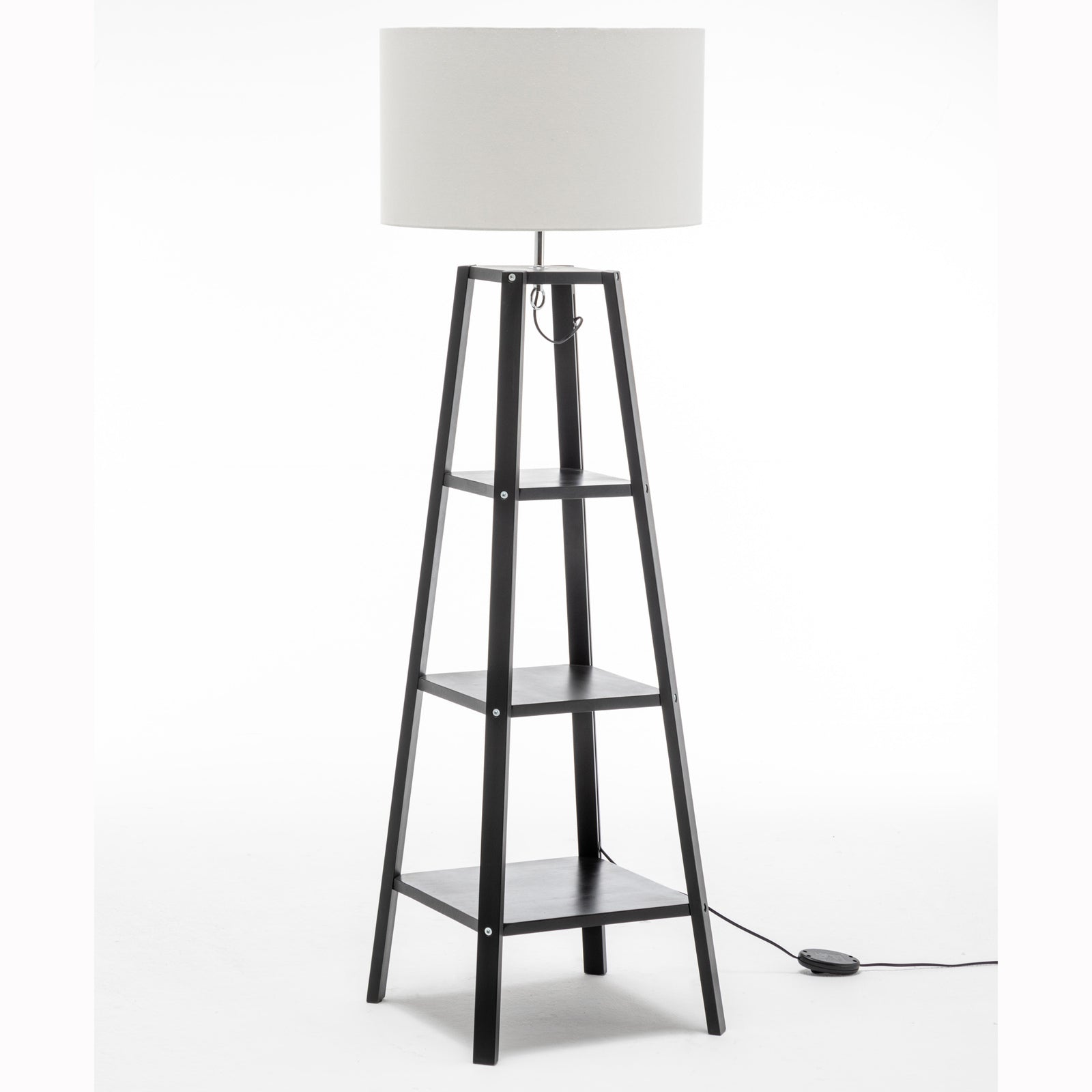 Elegant 3-Tier Natural Wood Floor Lamp