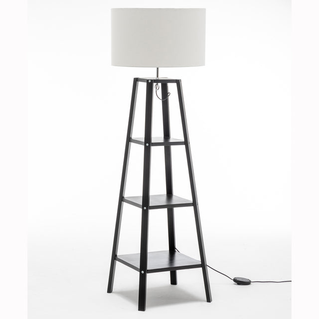 Elegant 3-Tier Natural Wood Floor Lamp