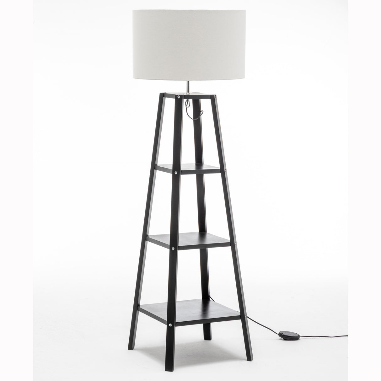 Elegant 3-Tier Natural Wood Floor Lamp