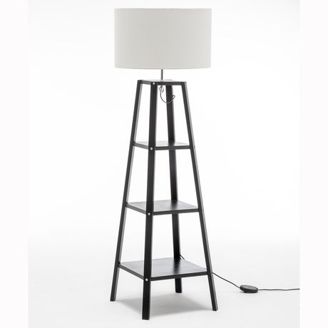 Elegant 3-Tier Natural Wood Floor Lamp