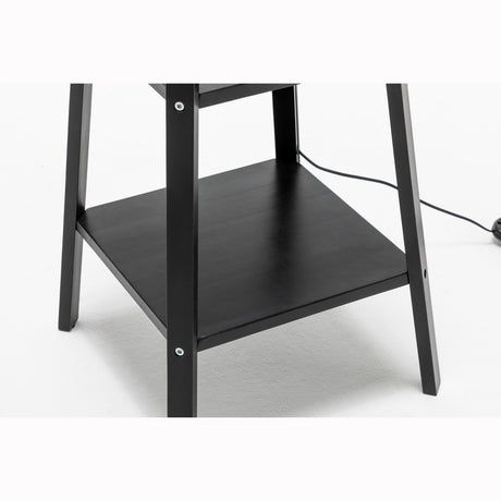 Elegant 3-Tier Natural Wood Floor Lamp