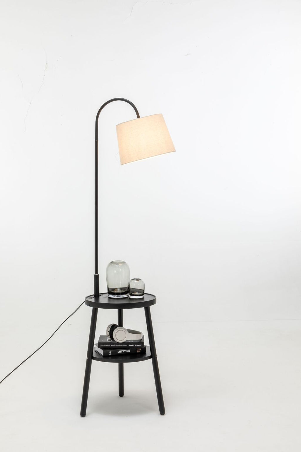 Tripod Floor Lamp with Storage and USB Charger