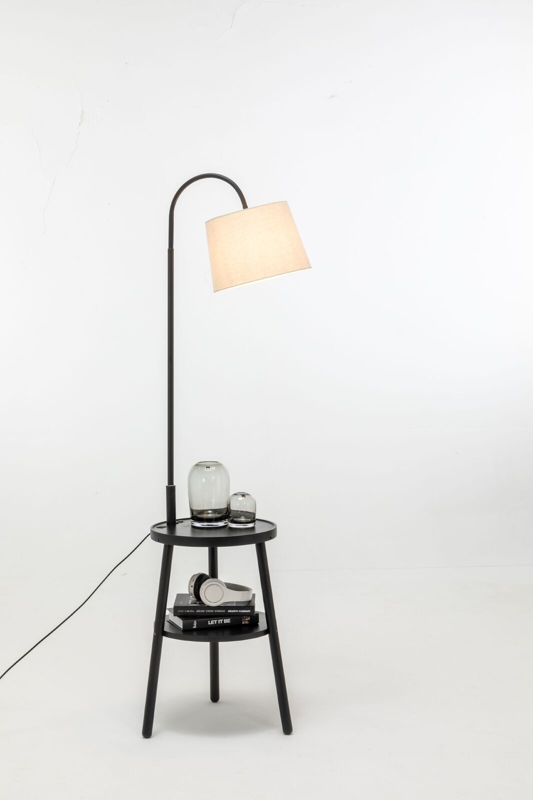 Tripod Floor Lamp with Storage and USB Charger