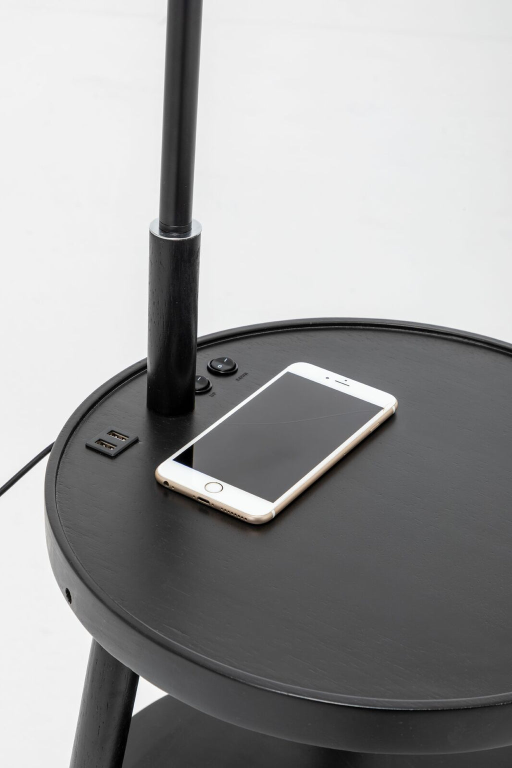 Tripod Floor Lamp with Storage and USB Charger