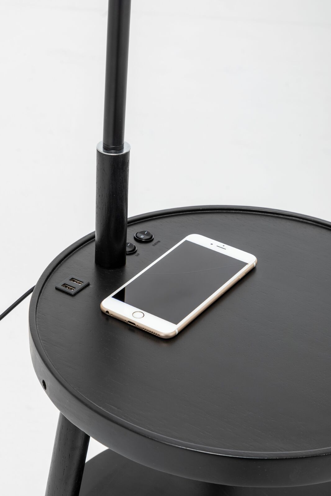 Tripod Floor Lamp with Storage and USB Charger