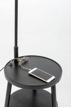Tripod Floor Lamp with Storage and USB Charger