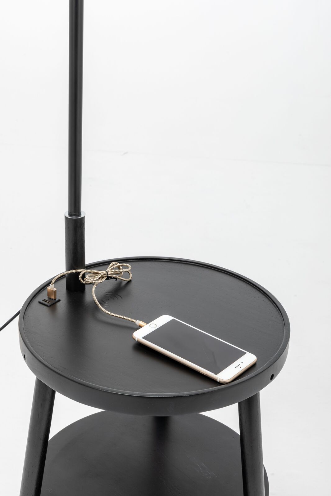Tripod Floor Lamp with Storage and USB Charger