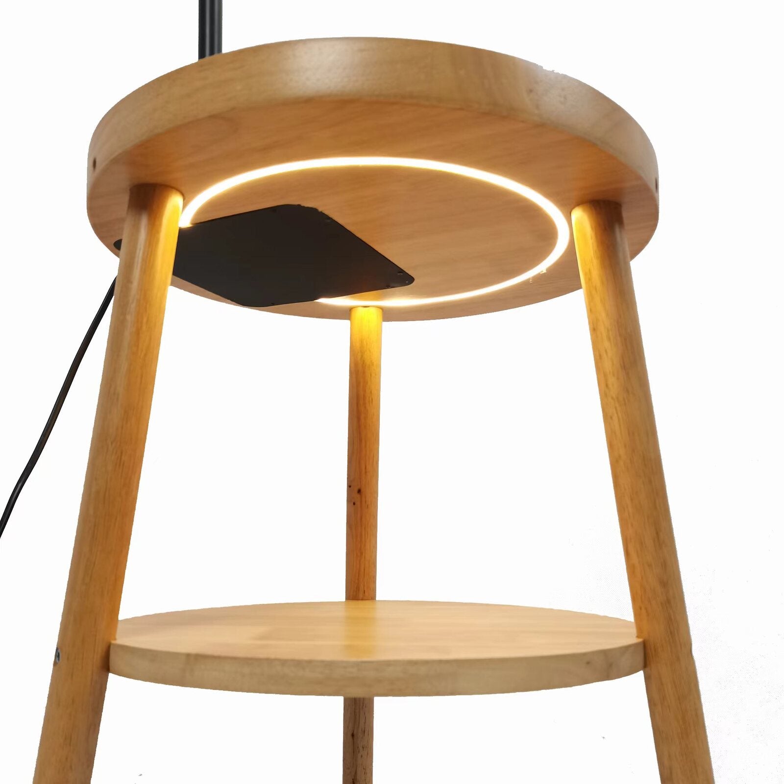 Tripod Floor Lamp with Shelf and USB Charger