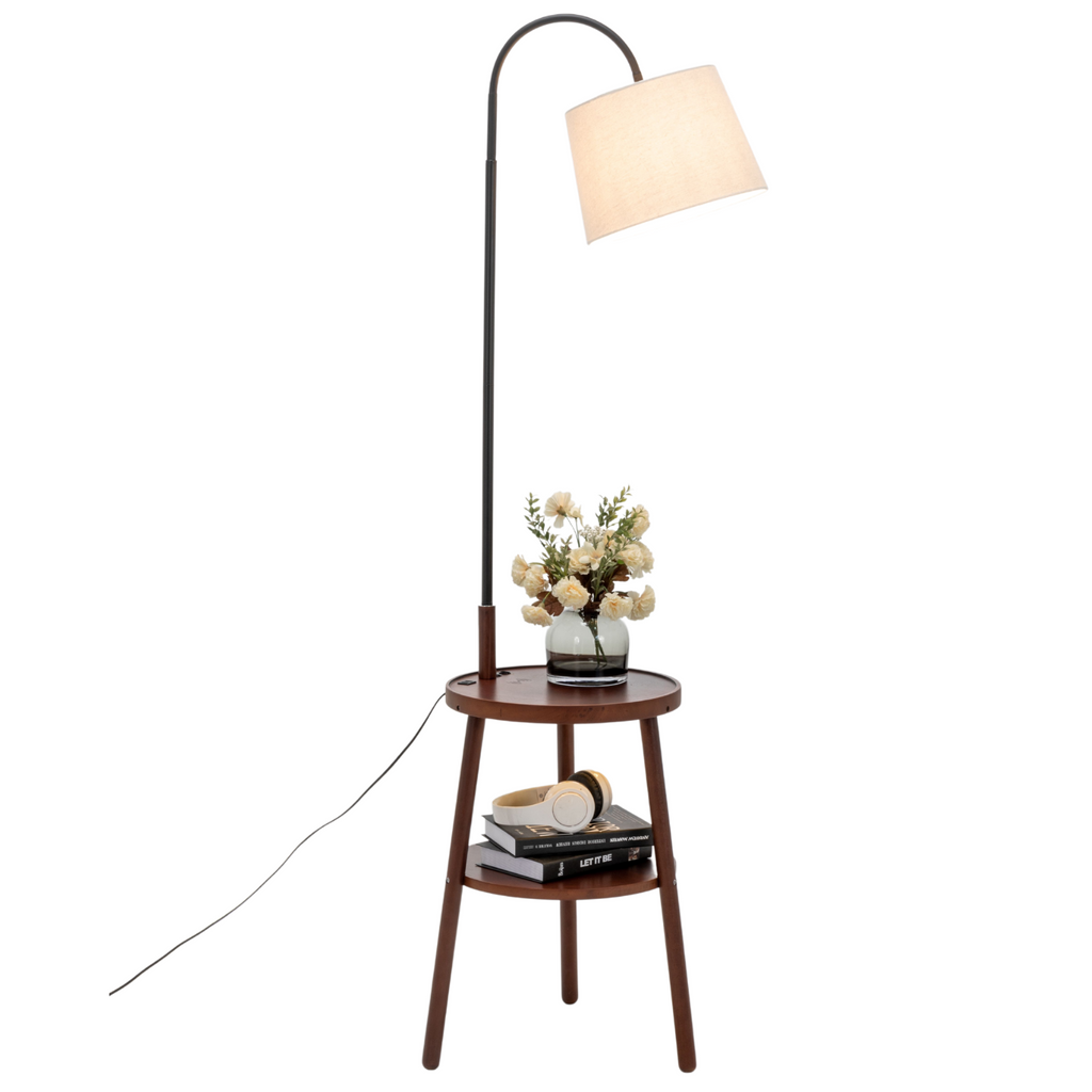 Tripod Floor Lamp with Storage and USB Charger