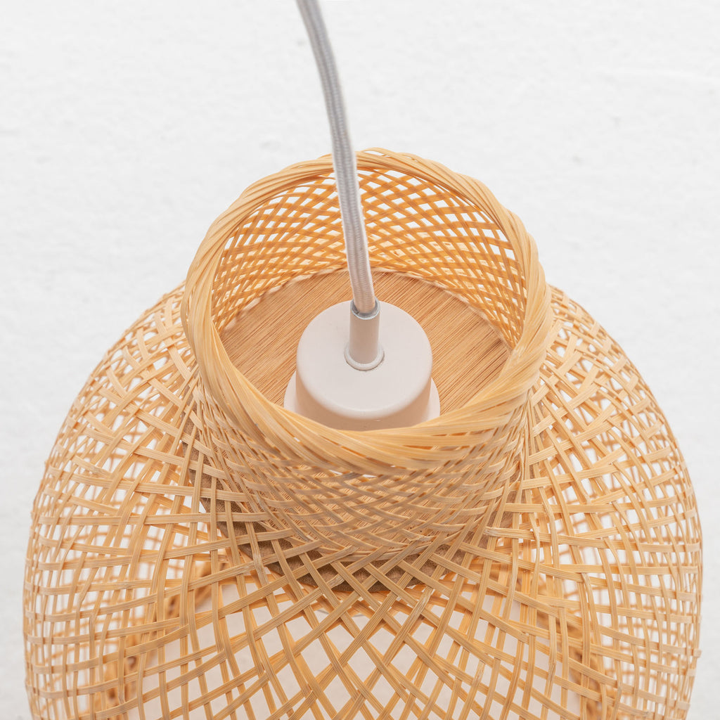 Natural Woven Bamboo Cone Pendant Lamp