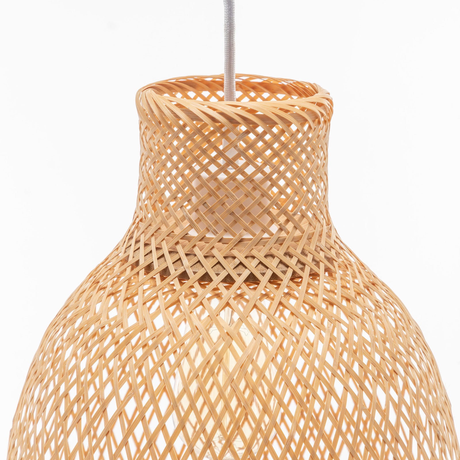 Natural Woven Bamboo Cone Pendant Lamp