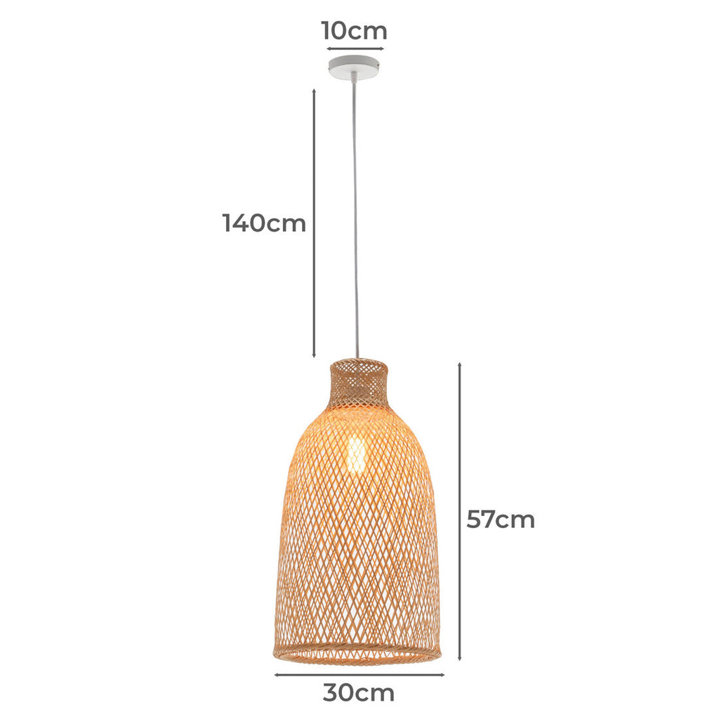 Natural Woven Bamboo Cone Pendant Lamp