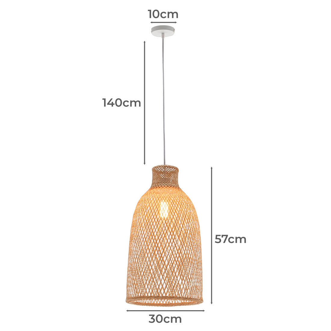 Natural Woven Bamboo Cone Pendant Lamp