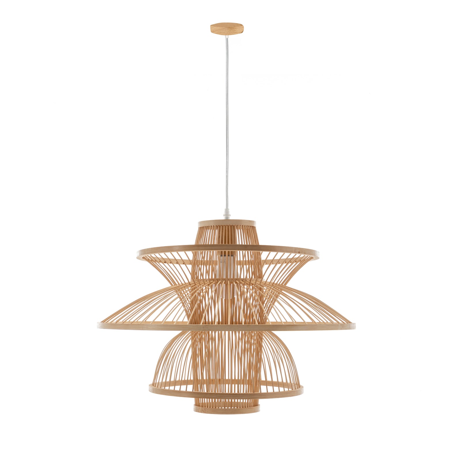 Aurora Hand-Woven Bamboo 3-Layer Pendant Lamp