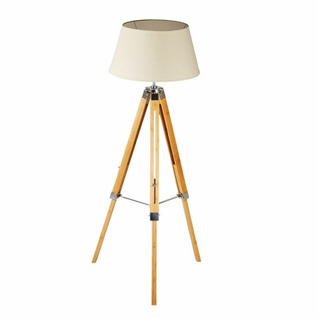 Large Tripod Floor Lamp with Linen Shade
