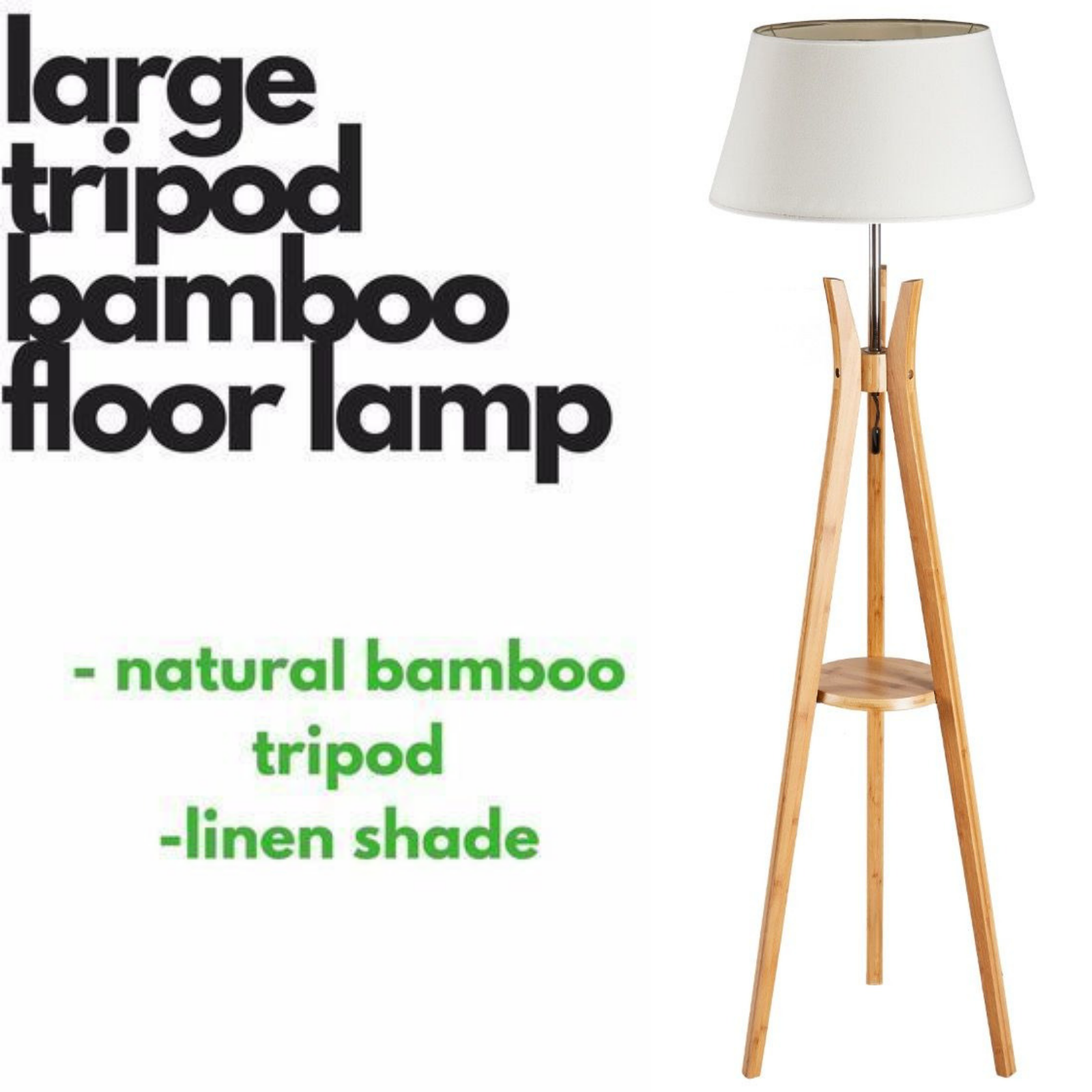 Elegant Large Bamboo Tripod Floor Lamp