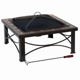 30-Inch Square Slate Tile Fire Pit