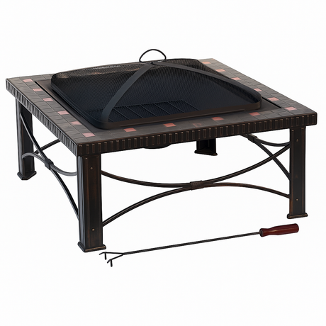 30-Inch Square Slate Tile Fire Pit