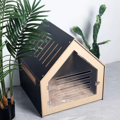 Sleek Black Modern Dog Crate for Small Breeds
