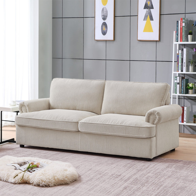 PHEBE Corduroy Cream 3 Seater Sofa Bed