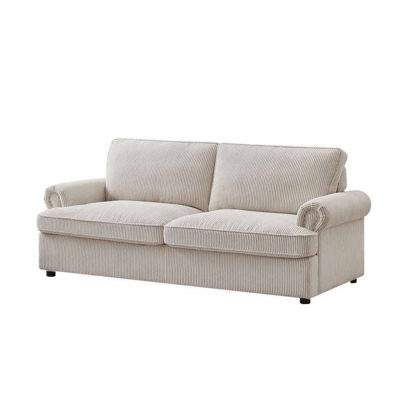 PHEBE Corduroy Cream 3 Seater Sofa Bed