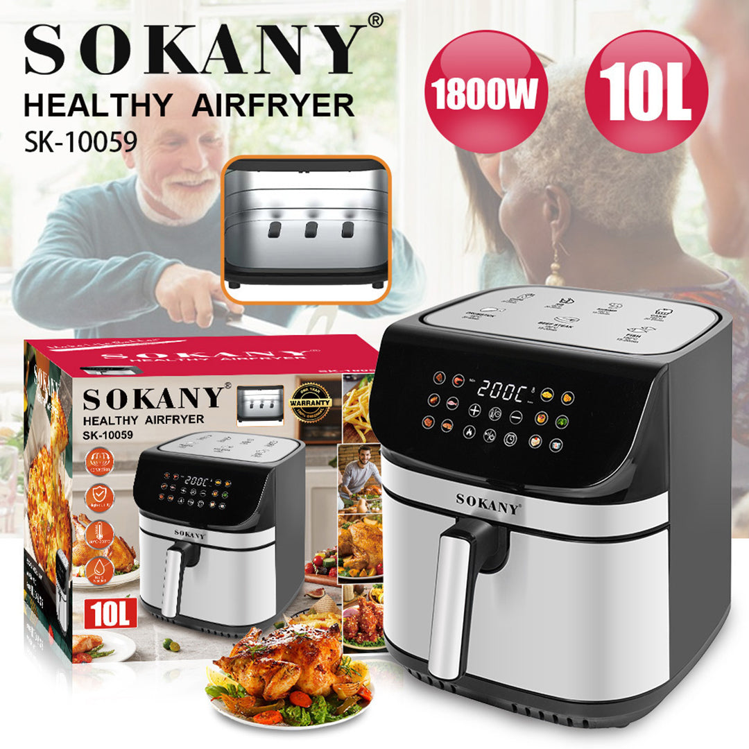 Sokany 10L Digital Air Fryer – Precision Cooking with Power
