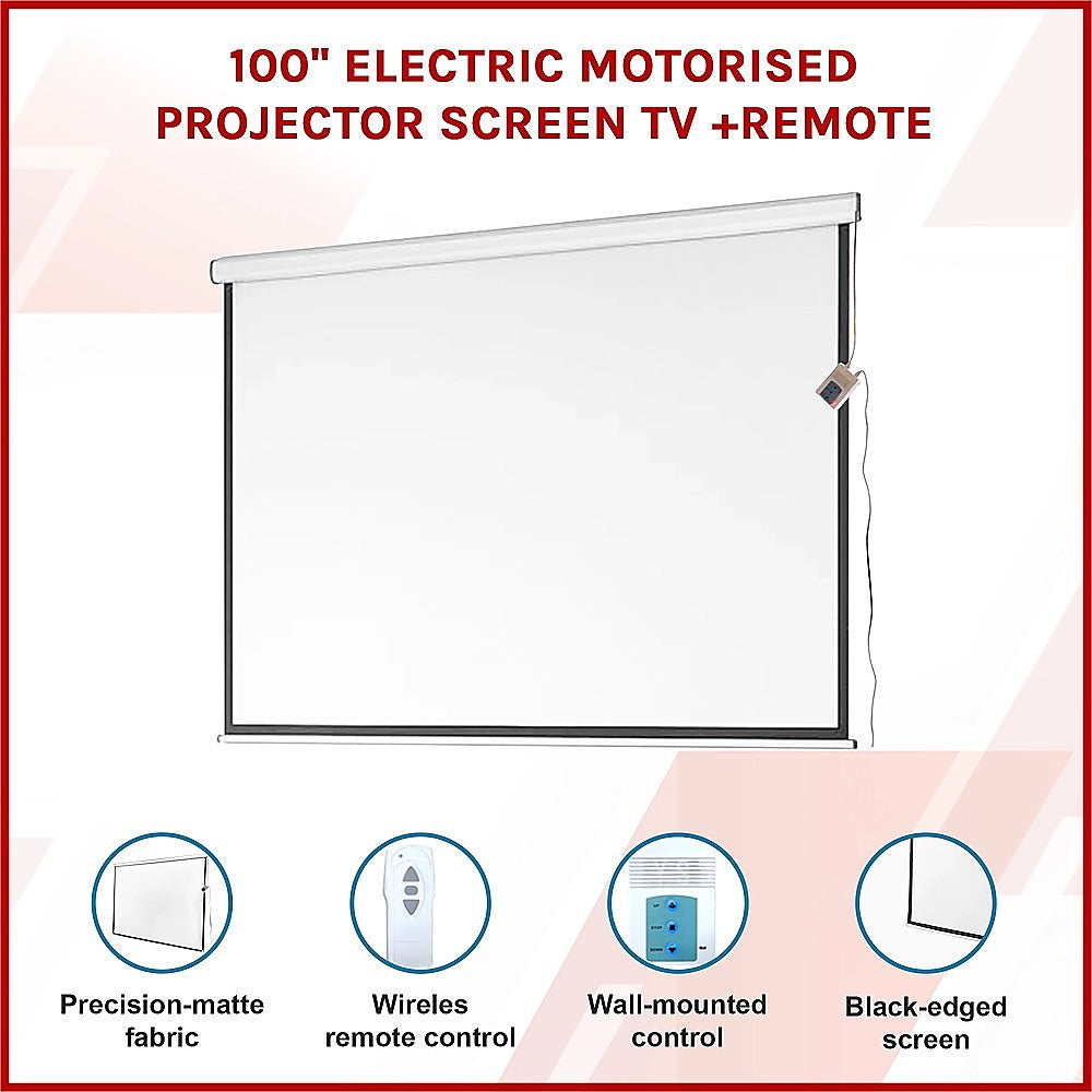 100" Motorized Projector Screen with Remote