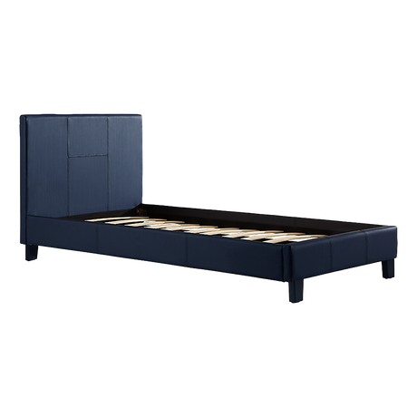 Single PU Leather Bed Frame Blue