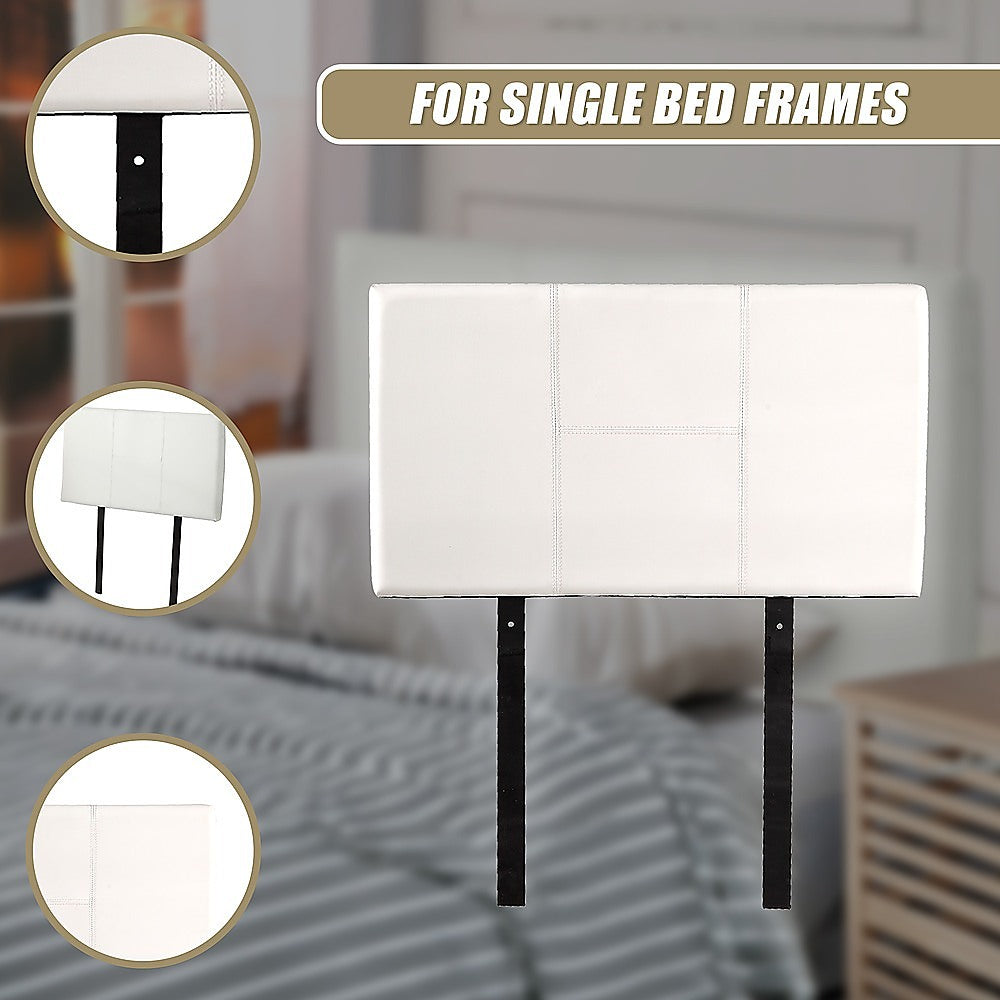 PU Leather Single Bed Headboard Bedhead - White