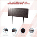 PU Leather Double Bed Headboard Bedhead - Brown