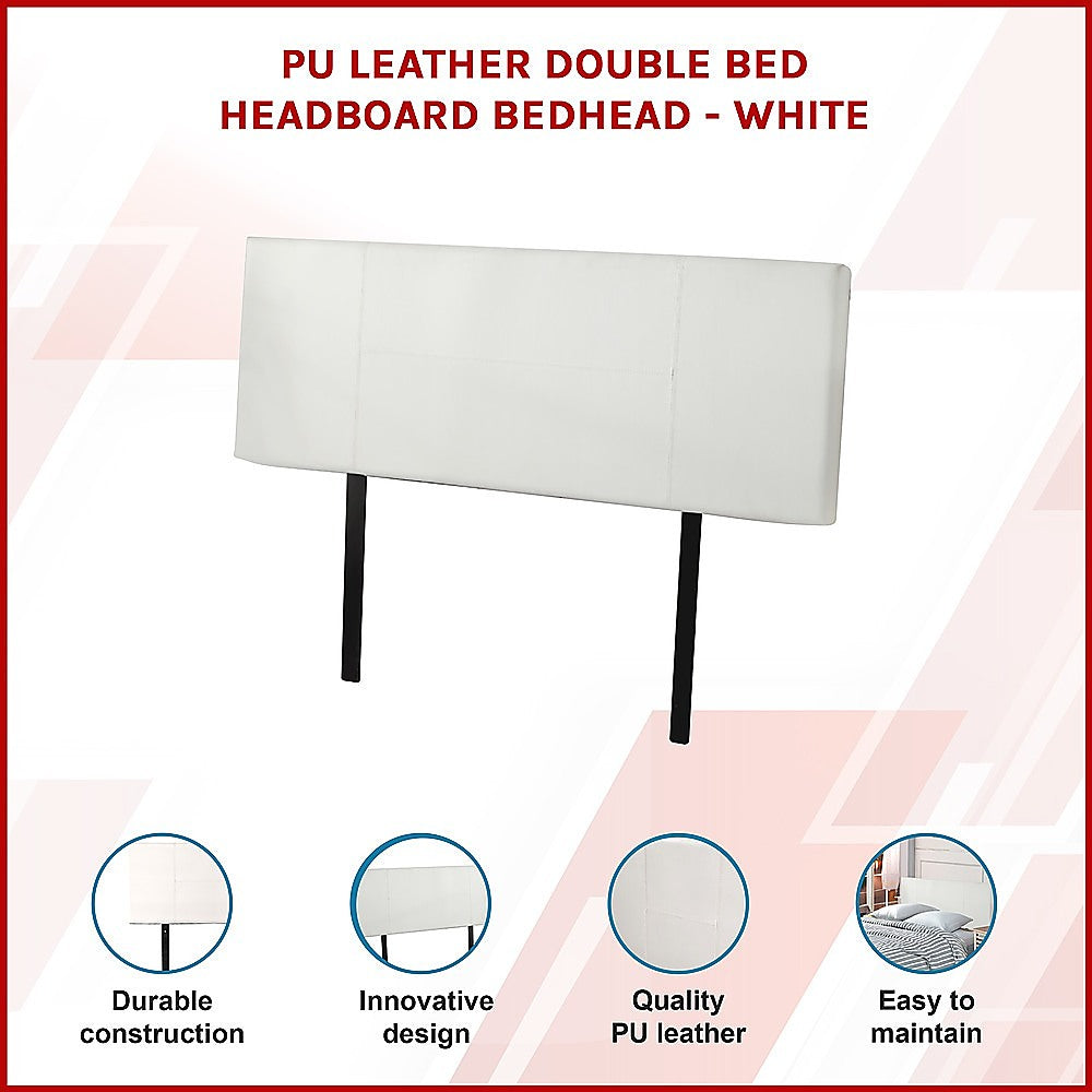 PU Leather Double Bed Headboard Bedhead - White