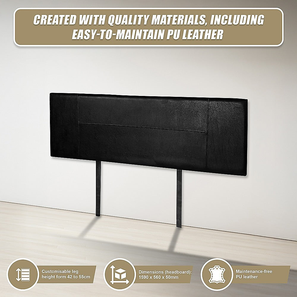 PU Leather Queen Bed Headboard Bedhead - Black