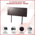 PU Leather Queen Bed Headboard Bedhead - Brown