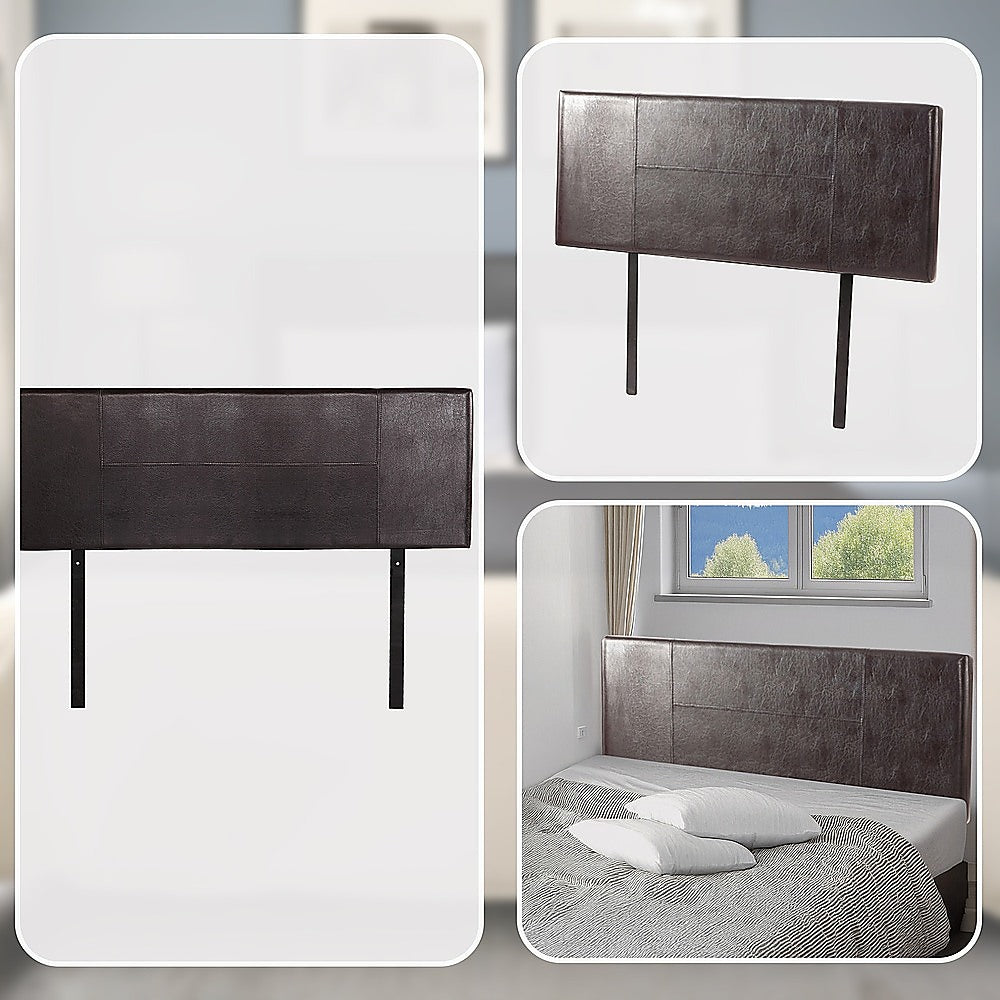 PU Leather Queen Bed Headboard Bedhead - Brown