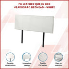 PU Leather Queen Bed Headboard Bedhead - White
