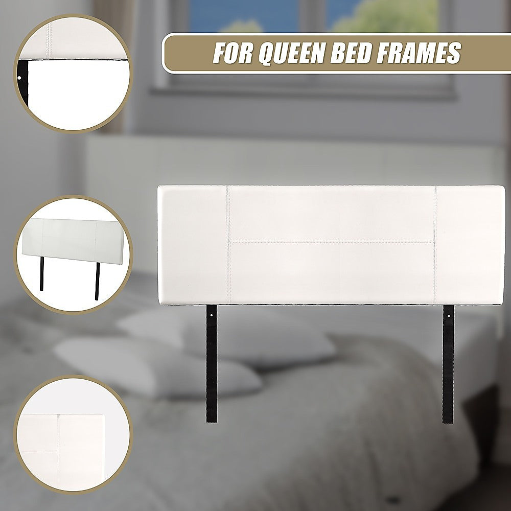 PU Leather Queen Bed Headboard Bedhead - White