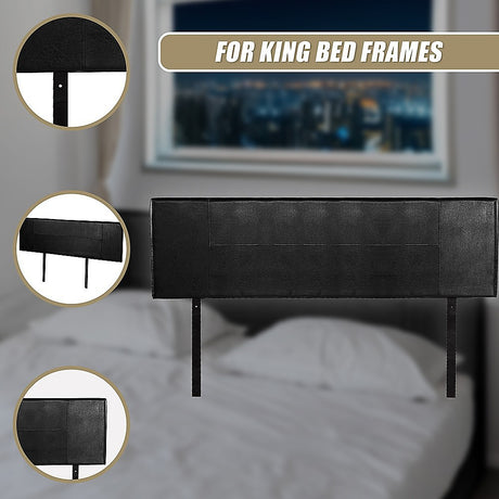 PU Leather King Bed Headboard Bedhead - Black