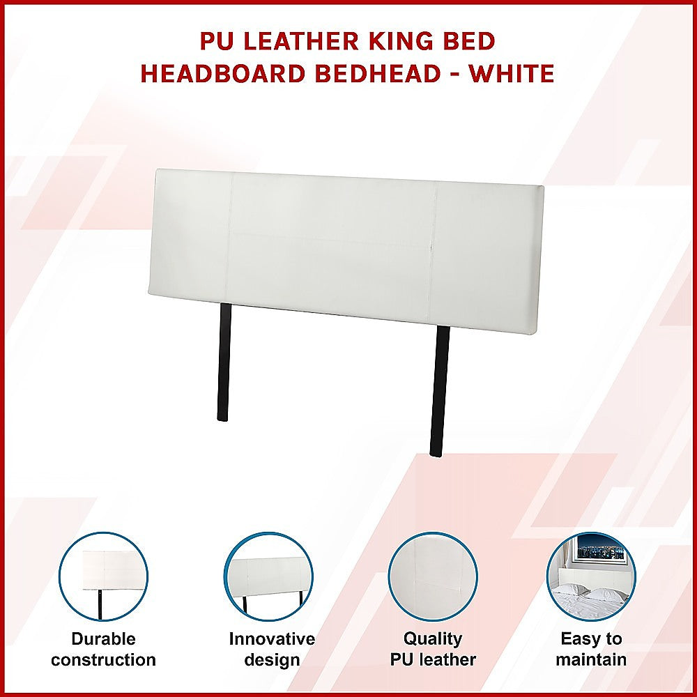 PU Leather King Bed Headboard Bedhead - White