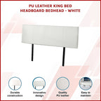 PU Leather King Bed Headboard Bedhead - White