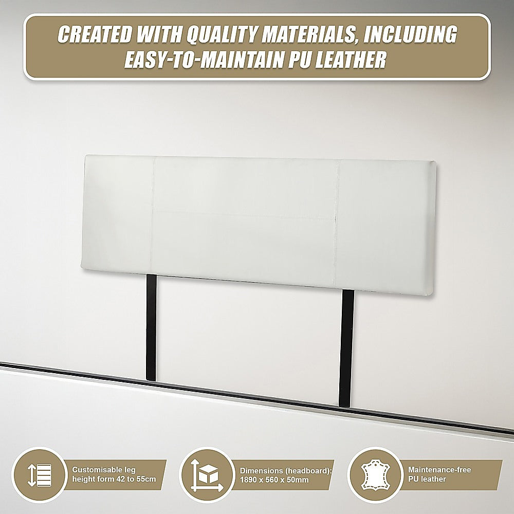 PU Leather King Bed Headboard Bedhead - White