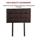 PU Leather Single Bed Deluxe Headboard Bedhead - Brown