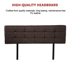 PU Leather Queen Bed Deluxe Headboard Bedhead - Brown