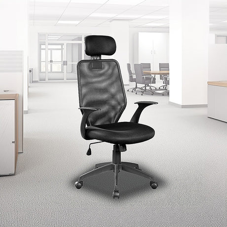 Ergonomic Black Mesh Office Chair with Headrest
